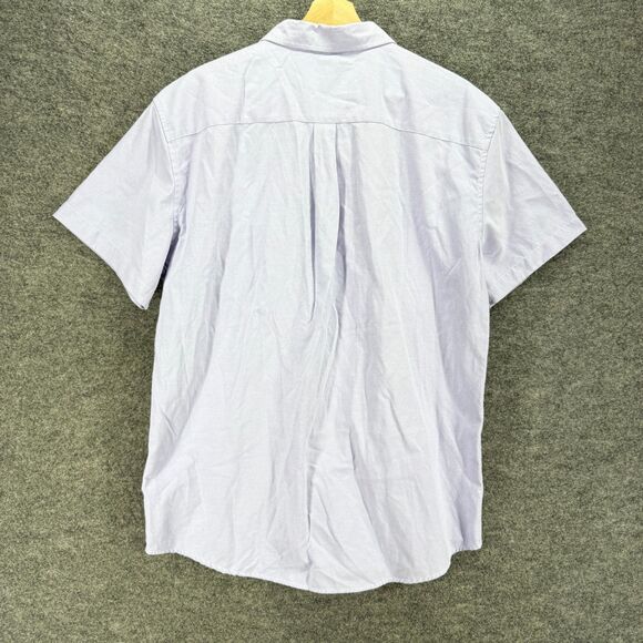 Oxford Shirt Men L Large Blue Button Up Collared Short Sleeve Pockets Regular - Picture 2 of 7